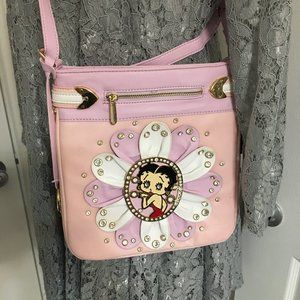 Betty Boop Small Crossbody Purse - Pink and Lavender pastel w/ flower